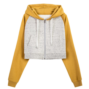 Fermeture éclair, court, sweats à capuche pour femme broderie personnalisée femmes recadrée nouveau Design pull à capuche écologique - Product Image 4