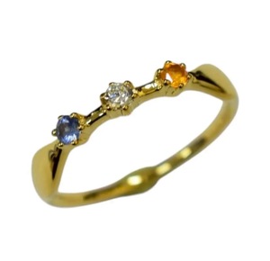 Anillo de Mujer Bella Jewelry, Plata S925, Chapado en Oro de 14K, Clásico, con Zafiro Azul Gris Natural y Circonita Cúbica Naranja, Engaste de Garras - Product Image 2