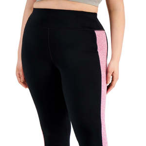 Leggings Capri Rosa Colorblock da Donna ID Ideology, Vita Alta, ODM, in Spandex/Nylon, con Decorazione a Strisce Laterali, Taglia 2X - Product Image 2