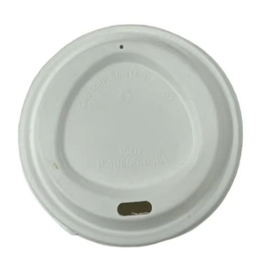 Tapa Compostable de Bagazo Blanco de 90 mm para Bebidas Calientes y Frías, Vajilla Resistente a Fugas, Tapa Desechable Ecológica - Product Image 1