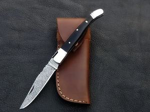 EDC Stainless Damascus Folding <b>Knife</b> Leather Sheath Industrial Grade Multi-functional Outdoor 3-Year Warranty Gift Wholesale USA - Product Image 2