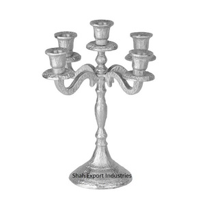 Candelabros de aluminio, centros de mesa para bodas, candelabros con acabado plateado de 5 brazos para decoraciones de mesa para el suelo del hogar - Product Image 1