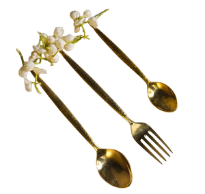 Accessoires populaires Poignée émaillée blanche Ensembles de couverts de table de cuisine Couverts décoratifs finis en or - Product Image 4