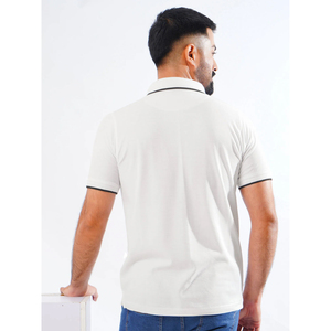 Polo de Manga Corta Blanco para Hombre, Color Sólido, Algodón Piqué, Estilo Casual - Product Image 6
