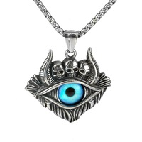 Vintage Edelstahl Böser-Geist-Edelstein-Anhänger-Halskette für Herren – Gothic-Schmuck Großhandel & Großmengenlieferung