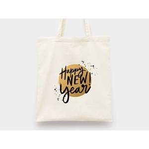 Sac fourre-tout en coton personnalisé avec logo, pour le Nouvel An, 14 x 16 (35 x 40 cm), recyclable - Product Image 4
