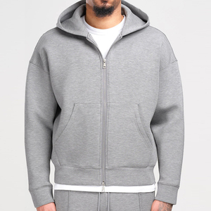 450 grammes Huppuri hommes décontracté gris à capuche veste zippée pull sweat ensemble coupe ample confortable Streetwear à capuche pour hommes - Product Image 6