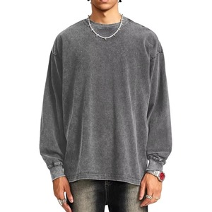 Sudaderas de cuello redondo en blanco con diseño personalizado de talla grande, ropa de calle pesada, sudaderas de algodón Boxy Fit para sudadera de hombre - Product Image 1