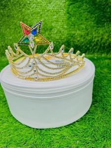 Couronne maçonnique OES Grand Matron en strass dorés, réglable, cinq couleurs, étoiles, styles haut de gamme - Product Image 6