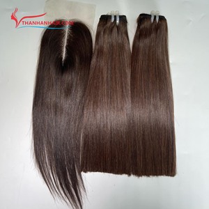 ¡OFERTAS CALIENTES! Combo de extensión de cabello humano liso de trama y cierre, color naranja, cabello vietnamita, cabello virgen - Product Image 4