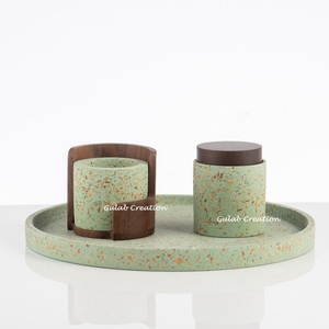 Ensemble Terrazzo Bakhoor vert clair brûleur d'encens arabe moderne Oud avec support décoratif pour parfum de maison et cadeaux - Product Image 4