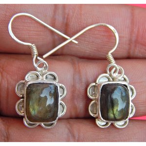 Boucles d'oreilles mode en argent Sterling 925 à la main Labradorite Cabochon Laborite bijoux en pierres précieuses pour filles femmes Labradorite oreille - Product Image 4