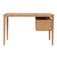 Bureau minimaliste avec deux tiroirs fabriqués à la main en bois de teck massif pour une fonctionnalité intemporelle