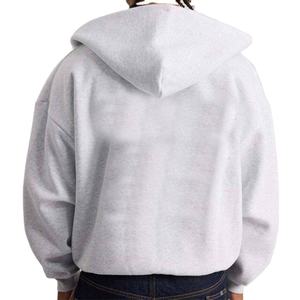 Sudadera con Capucha Unisex, Estilo Casual, Lavado Ácido, Bordada, Antiarrugas, con Cierre, Color Blanco Sólido, Superventas 2025 - Product Image 3