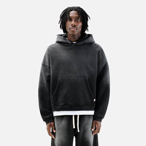 Sweat-shirt à capuche pour homme en molleton de coton uni avec broderie graphique décontracté à cordon de serrage - Product Image 2