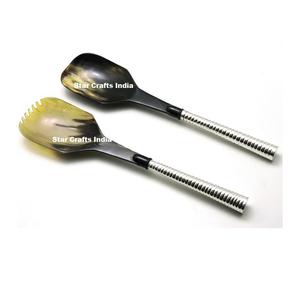 Meilleure cuillère à cornes sur mesure, cuillère à cornes biologique personnalisée, décoration classique pour la maison, avec de l'eau naturelle, cuillères à salade en corne naturelle - Product Image 6