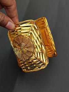 Brazalete Ancho ajustable hecho a mano de latón chapado en oro brazalete de moda joyería - Product Image 4