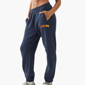 Pantalon de survêtement pour femmes 100% coton personnalisé DTF imprimé logo 385 Gsm polaire surdimensionné couleur unie pantalon de jogging pour femmes vente en gros - Product Image 4