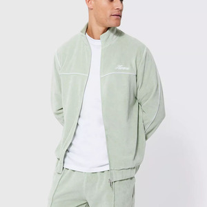 Conjunto de chándal con cremallera y forro polar gris de calidad superior para hombre, logotipo personalizado y color de talla grande para invierno - Product Image 2