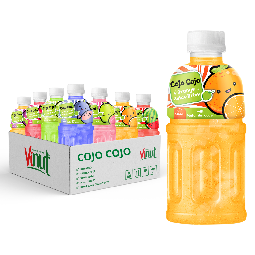 Без сахара/обезжиренного 320 мл Cojo напиток из апельсинового сока с Nata De Coco, частная торговая марка, OEM производство, фруктовый и овощной сок