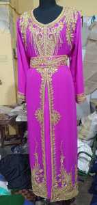 Vestido Islámico Modesto Hasta el Suelo con Lentejuelas Bordadas a Mano, Mangas Largas, Estilo Étnico Marroquí, Producto Musulmán Abaya - Product Image 2