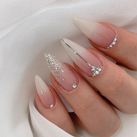 Ongles en gel ABS de style français, application sur les doigts, ongles artificiels, colle, kit de manucure, 24 pièces, fournitures pour ongles pré-conçues
