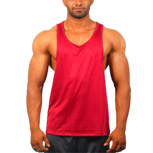 Camiseta sin mangas ligera personalizada para hombre, de secado rápido, para fitness, con cuello en V, de poliéster/algodón, bajo MOQ, en stock. - Product Image 5
