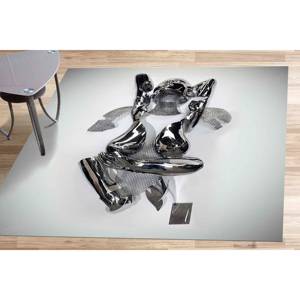 Tapis de couple en argent 3D, tapis imprimé moderne avec un motif de couple s'embrassant, avec un tapis moelleux à poils - Product Image 1