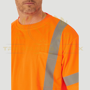Camisa de trabajo de algodón reflectante de alta visibilidad para hombre, chaleco de manga corta con hombros caídos al por mayor con soporte de logotipo personalizado - Product Image 4
