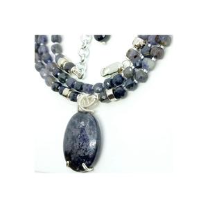 1775 Iolite (zaffiro d'acqua) doppia fila collana fatta a mano - Product Image 6