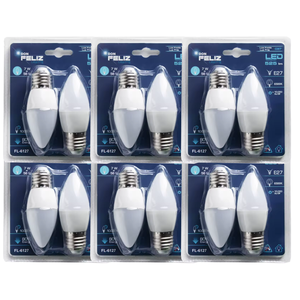 DON FELIZ Bombilla LED C37 Residencial de Cristal, 5.5/7/9W, Forma de Vela, Paquete de 2, Luz Fría/Blanca 6500K, Base E27, Control por Sensor de Luz - Product Image 1