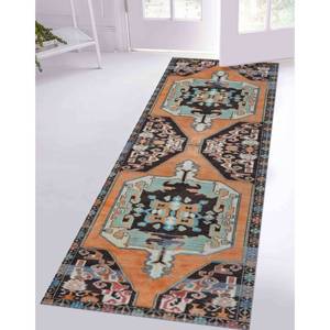 Alfombra Anatólica Naranja: Estilo Turco Vintage, Alfombra Antideslizante, Alfombra Suave No Tejida - Product Image 3