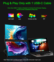 Monitor Portátil Eimio de 18.5 Pulgadas, 1080P, 120HZ, Pantalla Triple, Un Solo Cable, Dos Pantallas Táctiles para Mac, Windows, Laptops, Venta al Por Mayor, OEM