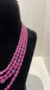 Cuentas de rubí Rosa natural de 4 capas ajustables, collar de cuentas de moda étnica de boda de 3-8mm en Dori Multi Stand - Product Image 2