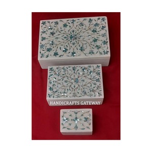 Nouveau prix budgétaire et design unique avec cadeau fait à la main en marbre blanc poli nacre incrustation de bijoux boîte de cadeau - Product Image 1