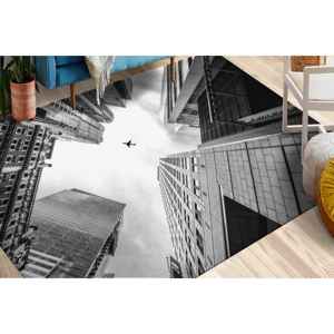 Tapis imprimé moderne sur le thème de l'aviation, design paysage noir et blanc, tapis doux antidérapant, tapis en velours - Product Image 3