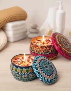 เทียนหอมในกระป๋องดีบุกสุดหรู ทำจากไขถั่วเหลือง รับผลิตแบรนด์ส่วนตัว ราคาดีที่สุดจากผู้ผลิตในอินเดีย - Product Image 1