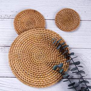 Handmade Viet Nam Rattan <b>Wicker</b> Plate Mat Floral <b>Basket</b> Pattern for Dinner Centerpiece Decoration Woven <b>Wicker</b> Crafts - Product Image 2