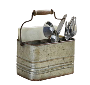 Caddy galvanisé industriel de qualité durable avec poignée Caddy d'ustensiles de cuisine multi-compartiments galvanisés - Product Image 4