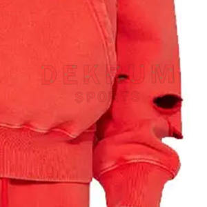 Sudadera con Capucha Personalizada con Logotipo Desgastado para Hombre, Diseño Vintage 2026 con Cierre y Dobladillo sin Rematar, Teñido Liso para Invierno, MOQ Bajo - Product Image 6