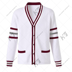 Suéter Cárdigan Universitario Personalizado Unisex con Letras, Cuello Redondo, Tejido de Punto, Parche de Chenilla, Informal, Merino, Logotipo Frontal, Patrón Geométrico - Product Image 5