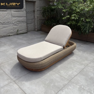 Chaise longue de jardin <span class=keywords><strong>en</strong></span> teck pour extérieur, lit de repos <span class=keywords><strong>en</strong></span> rotin, mobilier de terrasse <span class=keywords><strong>en</strong></span> bois - Product Image 2