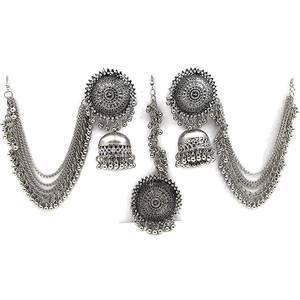 Pendientes de plata estilo bohemio Bahubali con diseño de campana de aleación y estilo bohemio para fiestas - Product Image 1