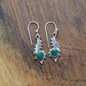 Émeraude pierres précieuses bijoux pour femmes argent Boho Style boucles d'oreilles bijoux 925 argent Sterling tendance boucles d'oreilles faites à la main cadeau maman - Product Image 2