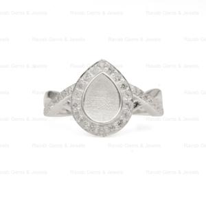 High Quality 5x7mm Pear Infinity Zircon Semi Mount Blank Bezel Setting Sterling Silver <b>Ring</b> Gemstone Resin Jewelry Findings - Product Image 2