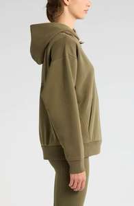 Jersey de lana de algodón pesado para mujer, Top corto de entrenamiento, Sudadera con capucha de gran tamaño con patrón sólido para ejercicio de invierno - Product Image 2