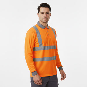Polo de sécurité pour homme à manches courtes surdimensionné, haute visibilité, classe 2 ANSI, polyester, matière respirante, imperméable, réfléchissante, LED - Product Image 6