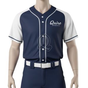 Ensemble d'uniformes de baseball bleu marine et blancs personnalisés en polyester respirant Vêtements d'équipe classiques pour adultes et jeunes - Product Image 4