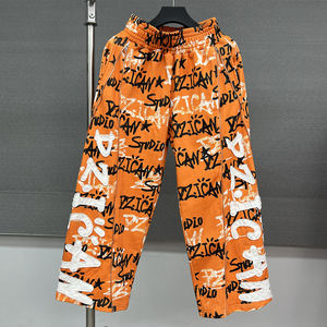 Baggy Trouser Hip Hop Streetwear Patchwork Embroidery Zip up Baggy Pants Custom Screen Printing Men Leg <b>Oversized</b> <b>Sweatpants</b> - Product Image 3