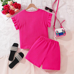 2024 fille été vêtements pour enfants nouveaux vêtements pour enfants 7-12 ans impression à manches courtes haut Shorts costume - Product Image 2